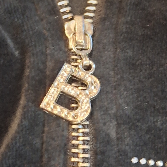 BCBG Women's Black Velour Sparkly Full Zip Track Jacket with Kangaroo Pocket XL - Picture 5 of 11